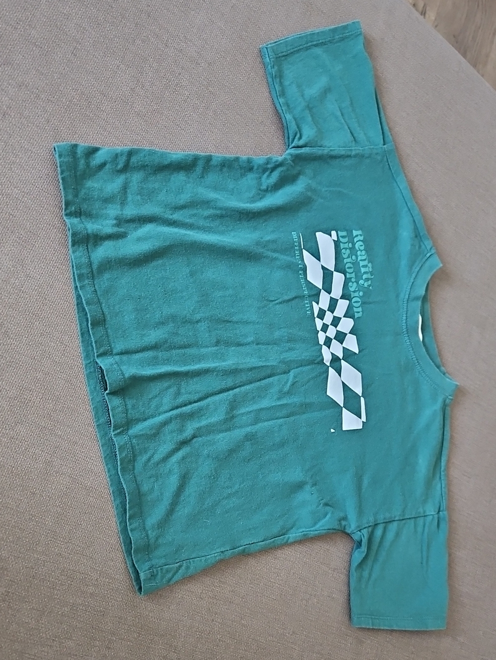 Zara Teal Kids Tee with White Checkered Graphic